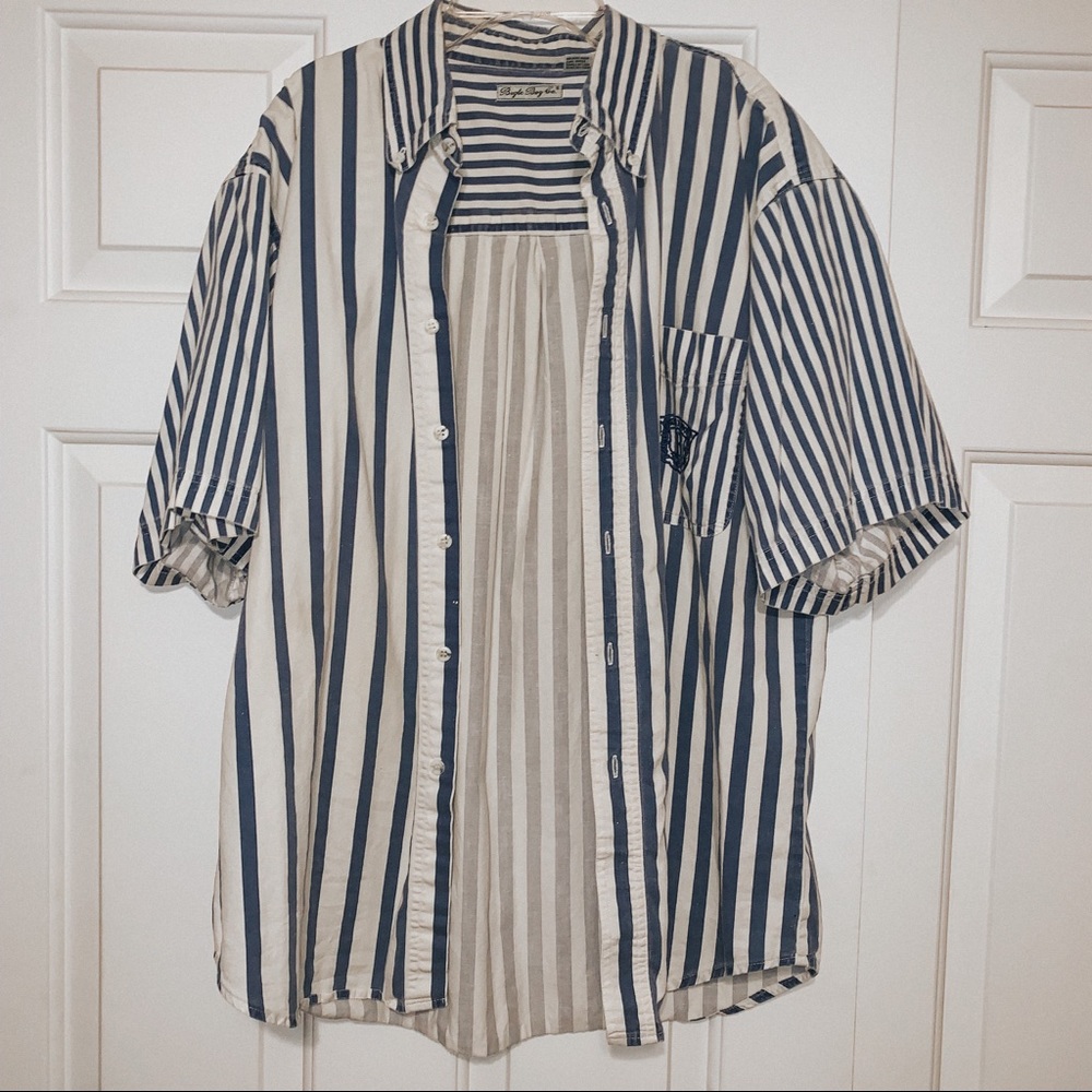 short sleeve striped button up